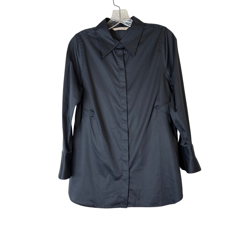 Soft Surroundings PS Black Cotton Blend Long Sleeve‎ Tunic Top Shirt